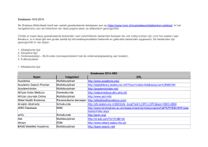 Databases 16-9-2014 De Walaeus Bibliotheek biedt een aantal