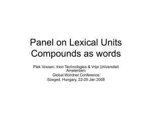 Lexical Units Compounds as Words