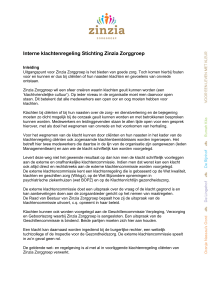 Interne klachtenregeling Stichting Zinzia Zorggroep