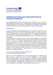 Publiekssamenvatting jaarverslag 2016 Interreg Vlaanderen