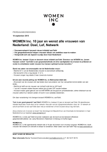 WOMEN Inc. 10 jaar en wenst alle vrouwen van Nederland: Doel