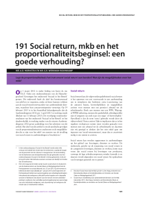 191 Social return, mkb en het proportionaliteitsbeginsel: een goede