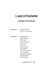 Luxe in Reclame - Universiteit Antwerpen