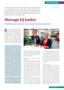Massage bij Kanker, onderdeel specialisatie Oncologische