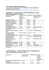 Tarievenlijst VanBerkelAdviesgroep Hypotheken : overzicht kosten
