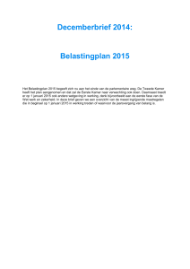 Decemberbrief 2014: Belastingplan 2015