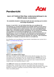 Aon*s Political Risk Map: politieke risico*s voor
