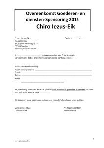 Overeenkomst Goederen- en diensten-Sponsoring - Chiro Jezus-Eik