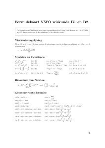 Formulekaart VWO wiskunde B1 en B2