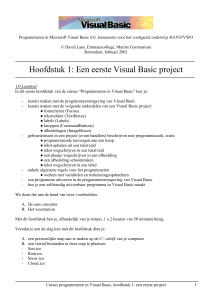 Hoofdstuk 1: Een eerste Visual Basic project
