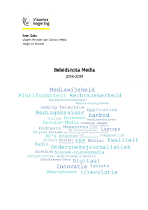Beleidsnota Media 2014-2019 - Departement Cultuur, Jeugd, Sport