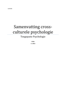 Samenvatting cross-culturele psychologie