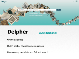 Delpher www.delpher.nl Online database Dutch books