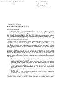 Brief Deken d.d. 23 april 2013 inzake aankondiging kantoorbezoek