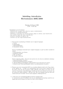 Inleiding Astrofysica Hertentamen 2008/2009