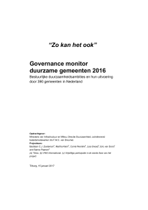 “Zo kan het ook” Governance monitor duurzame gemeenten 2016
