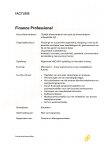Functienaam : Finance professional Soort dienstverband