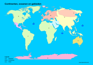 Continenten, oceanen en gebieden work sheet