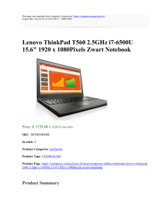Lenovo ThinkPad T560 2.5GHz i7-6500U 15.6" 1920 x 1080Pixels