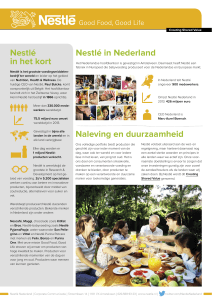 Nestlé in Nederland Nestlé in het kort Naleving en duurzaamheid