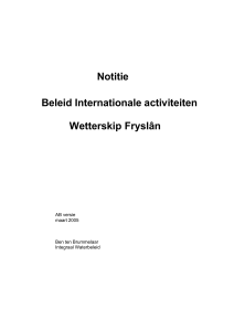 Notitie Beleid Internationale Activiteiten Wetterskip Fryslân
