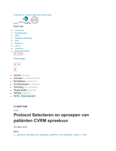Protocol Selecteren en oproepen van patiënten CVRM spreekuur