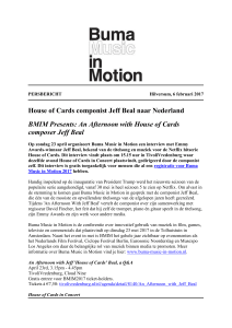 House of Cards componist Jeff Beal naar Nederland BMIM Presents