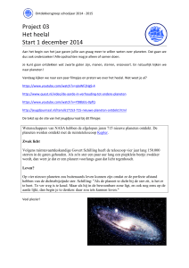 Project 03 Het heelal Start 1 december 2014
