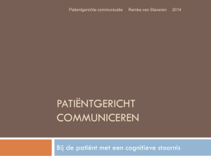 Cognitieve stoornis - Patientgerichte Communicatie
