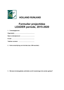 Formulier Projectidee - LEADER Holland Rijnland