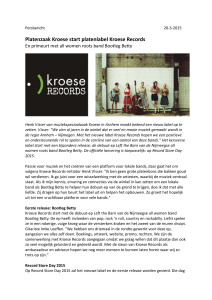 Persbericht 20-3-2015 Platenzaak Kroese start platenlabel Kroese