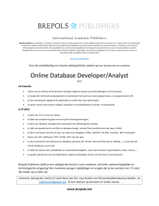 Online Database Developer/Analyst