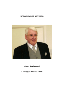 ROESELAARSE AUTEURS Joost Vanbrussel (° Brugge, 03