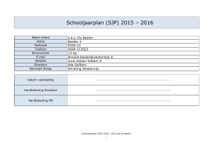 Schooljaarplan (SJP) 2015 – 2016