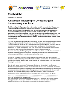 Persbericht fusie Amsterdam Thuiszorg en Cordaan