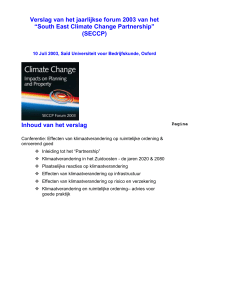 Verslag van het jaarlijkse forum 2003 van het “South East Climate