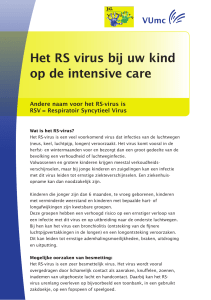 Het RS virus bij uw kind op de intensive care