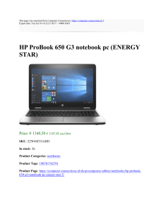 HP ProBook 650 G3 notebook pc (ENERGY STAR) : Computer
