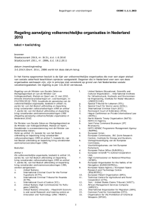 Regeling aanwijzing volkenrechtelijke organisaties in Nederland 2010