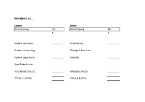 Lasten Baten Omschrijving 20.. Omschrijving 20.. € € Kosten