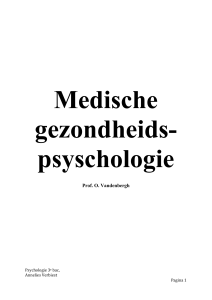 Medische gezondheids-psyschologie Prof. O. Vandenbergh