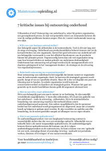 Maintenanceopleiding.nl 7 kritische issues bij outsourcing