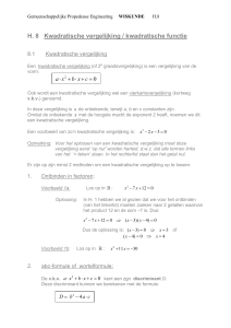 H. 8 Kwadratische vergelijking / kwadratische functie