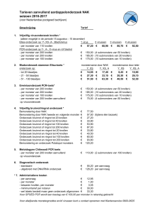 Tarieven aanvullend aardappelonderzoek NAK seizoen 2016-2017