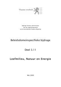 Beleidsdomeinspecifieke bijdrage Deel 3.11 Leefmilieu, Natuur en