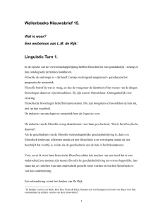 Wallenbeeks Nieuwsbrief 15. Linguistic Turn 1.