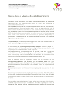 Nieuw decreet Vlaamse Sociale Bescherming De Vlaamse Sociale