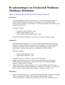 De nakomelingen van Fried(e)rich Matthaeus /Holzhauer Holtzhauer