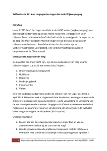 Zelfevaluatie 2015 op zorgaspecten Leger des Heils Wijkverpleging