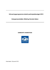 Uitvoeringsprogramma beleid participatiebudget 2012 gemeente